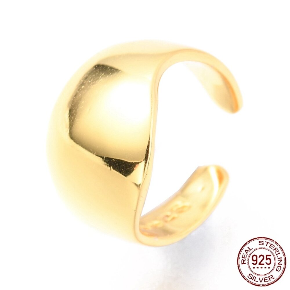 ONE Small wide real gold over 925 sterling silver ear cuff clip earcuff